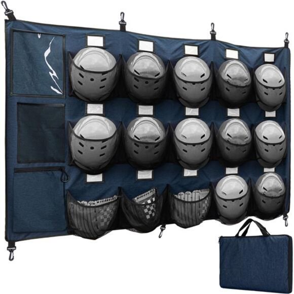 Hanging Helmet Bag for Baseball Softball Dugout Organizer for 15 Players